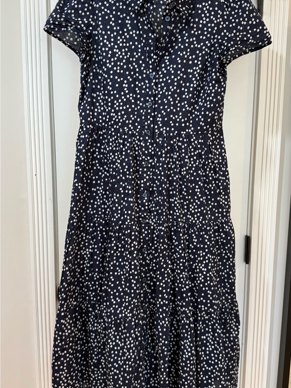 Joules Navy and White Polka Dot Maxi Dress